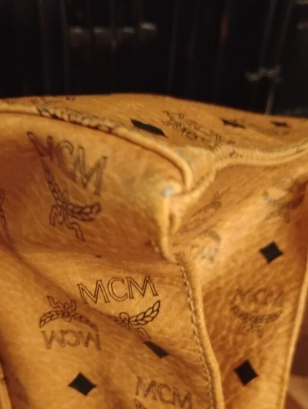 MCM Visetos Cognac Vintage XL Tote Bag